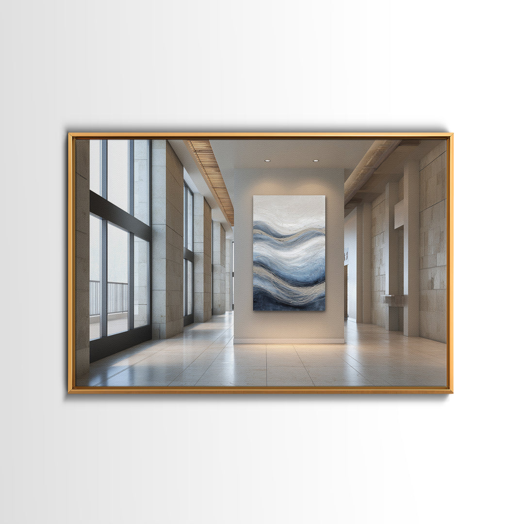 Soft Abstract Wave Forms Framed Canvas Print, Hotel Art, Abstract Art, Hotel Decor, Fine Art, Boutique, Gallery Wall Art, HOT-3x2-14