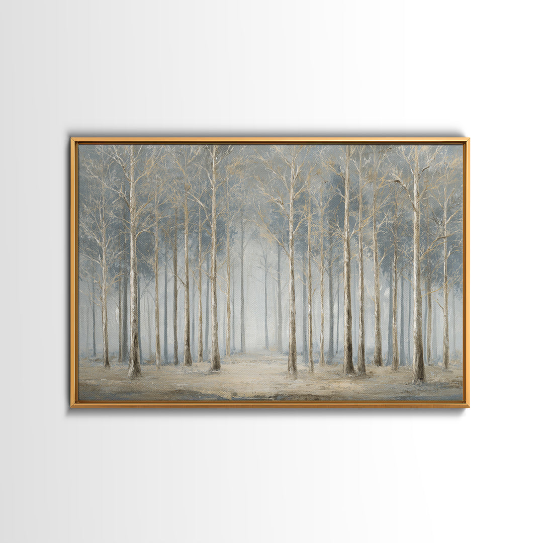 Misty Forest with Refined Calm Atmosphere Framed Canvas Print, Hotel Art, Framed Art, Hotel Decor, Fine Art, Boutique, HOT-3x2-18