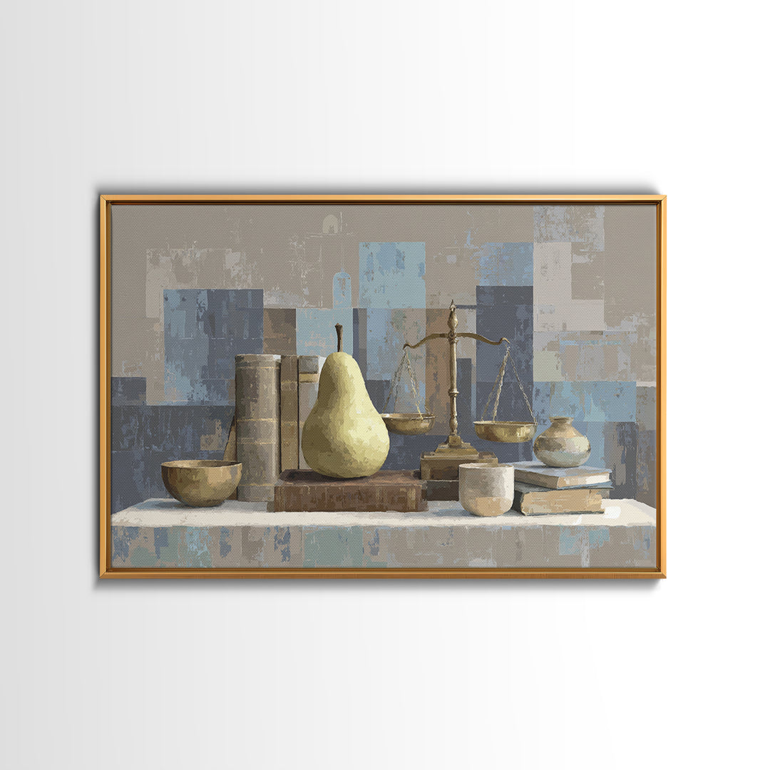 Elegant Pear Still Life on Linen Canvas Print, Hotel Art, Neutral Decor, Hotel Decor, Fine Art, Boutique, Home Decor, HOT-3x2-49