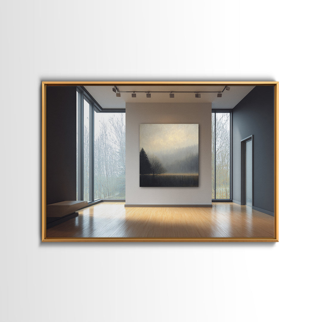 Misty Forest with Refined Calm Atmosphere Canvas Print, Hotel Art, Modern Wall Art, Hotel Decor, Boutique, Neutral Decor, HOT-3x2-66