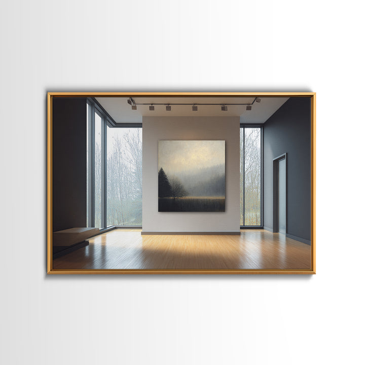 Misty Forest with Refined Calm Atmosphere Canvas Print, Hotel Art, Modern Wall Art, Hotel Decor, Boutique, Neutral Decor, HOT-3x2-66