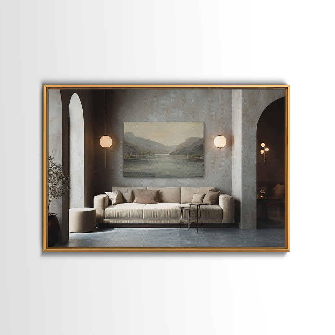 Serene Mountain Lake for Boutique Hotel Mood Canvas Print, Hotel Art, Poster, Hotel Decor, Fine Art, Boutique, Wood Wall Art, HOT-3x2-84