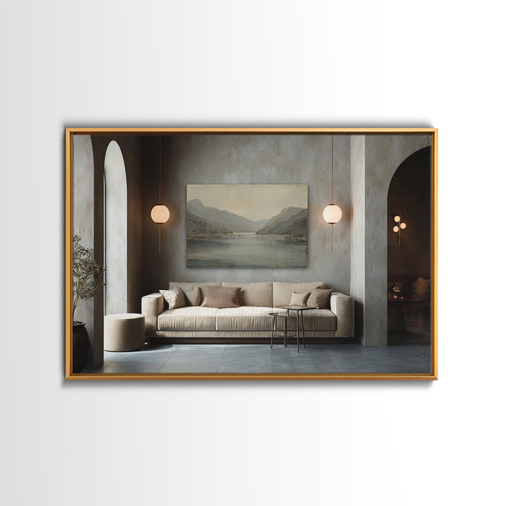 Serene Mountain Lake for Boutique Hotel Mood Canvas Print, Hotel Art, Poster, Hotel Decor, Fine Art, Boutique, Wood Wall Art, HOT-3x2-84