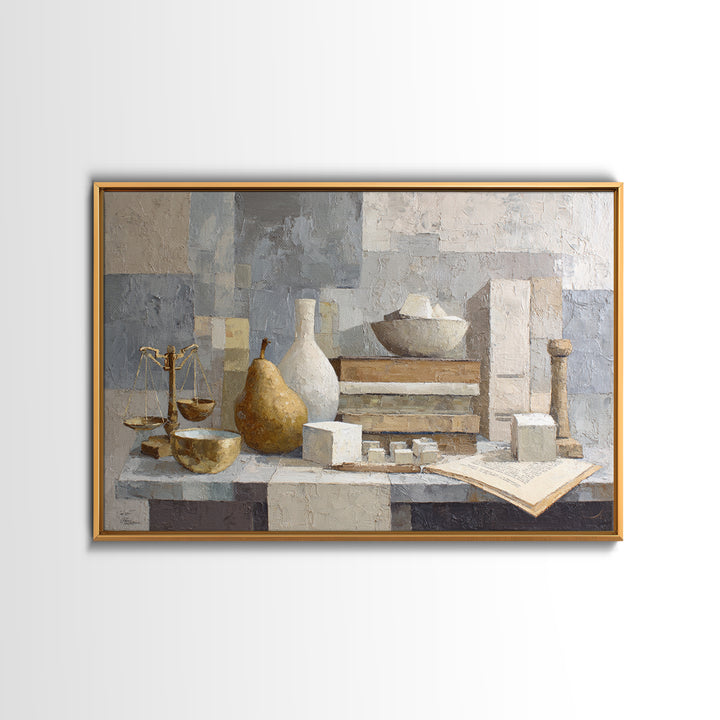 Elegant Pear Still Life on Linen Framed Canvas Print, Hotel Art, Luxury Decor, Hotel Decor, Abstract Art, Boutique, Art Prints, HOT-3x2-97