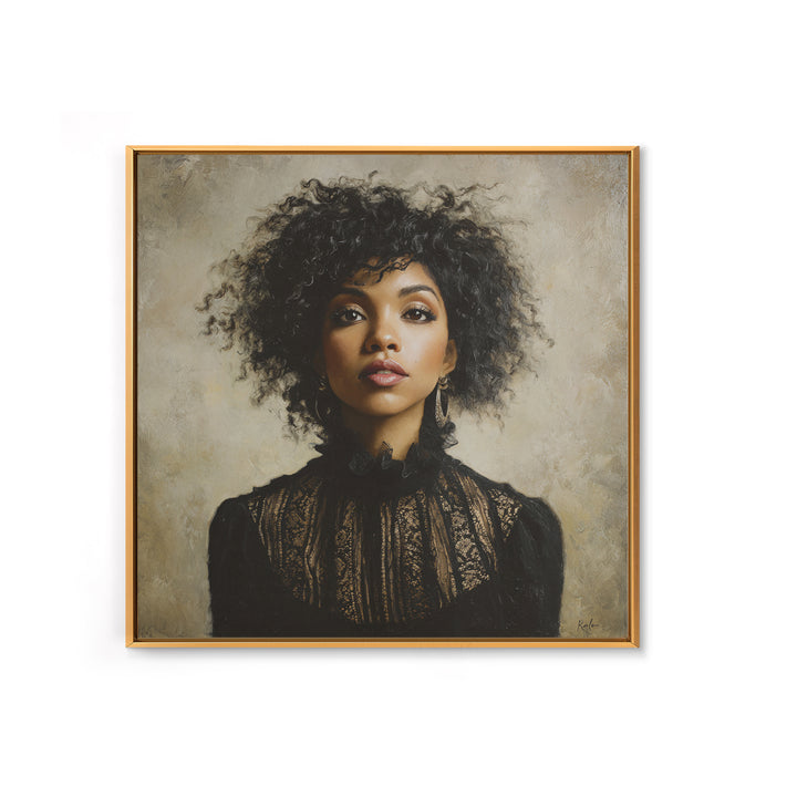Curly Hair Portrait Canvas Print, Hair Salon Art, Minimalist Wall Art, Living Room Decor, Oil Painting, Style, Hair Stylist, HSA-1x1-15