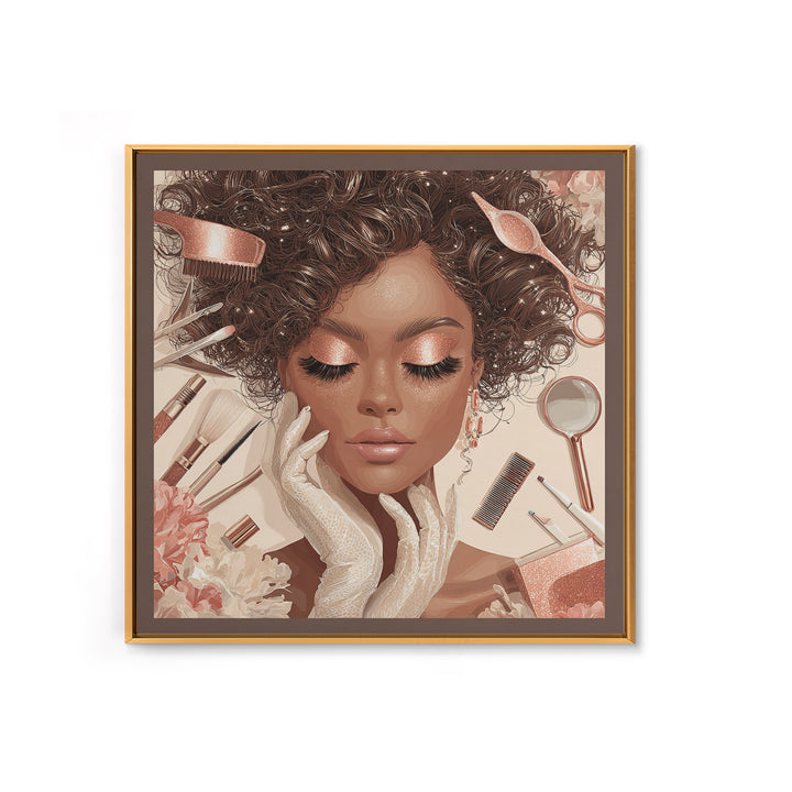 Glamour Face Portrait Framed Canvas Print, Hair Salon Art, Home Decor, Living Room Decor, Fine Art, Style, Contemporary Art, HSA-1x1-32
