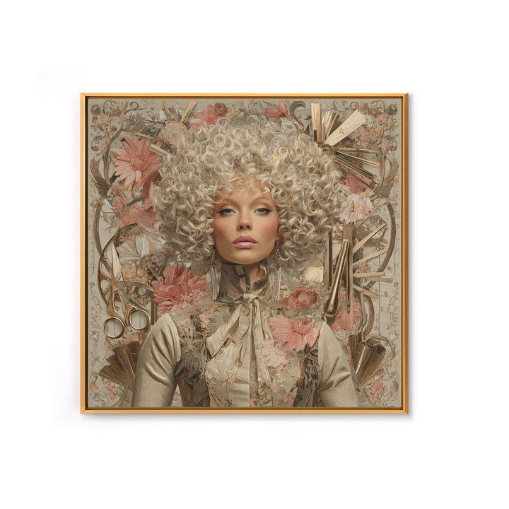 Curly Hair Portrait Framed Canvas Print, Hair Salon Art, Digital Download Art, Living Room Decor, Fine Art, Style, Home Decor, HSA-1x1-39