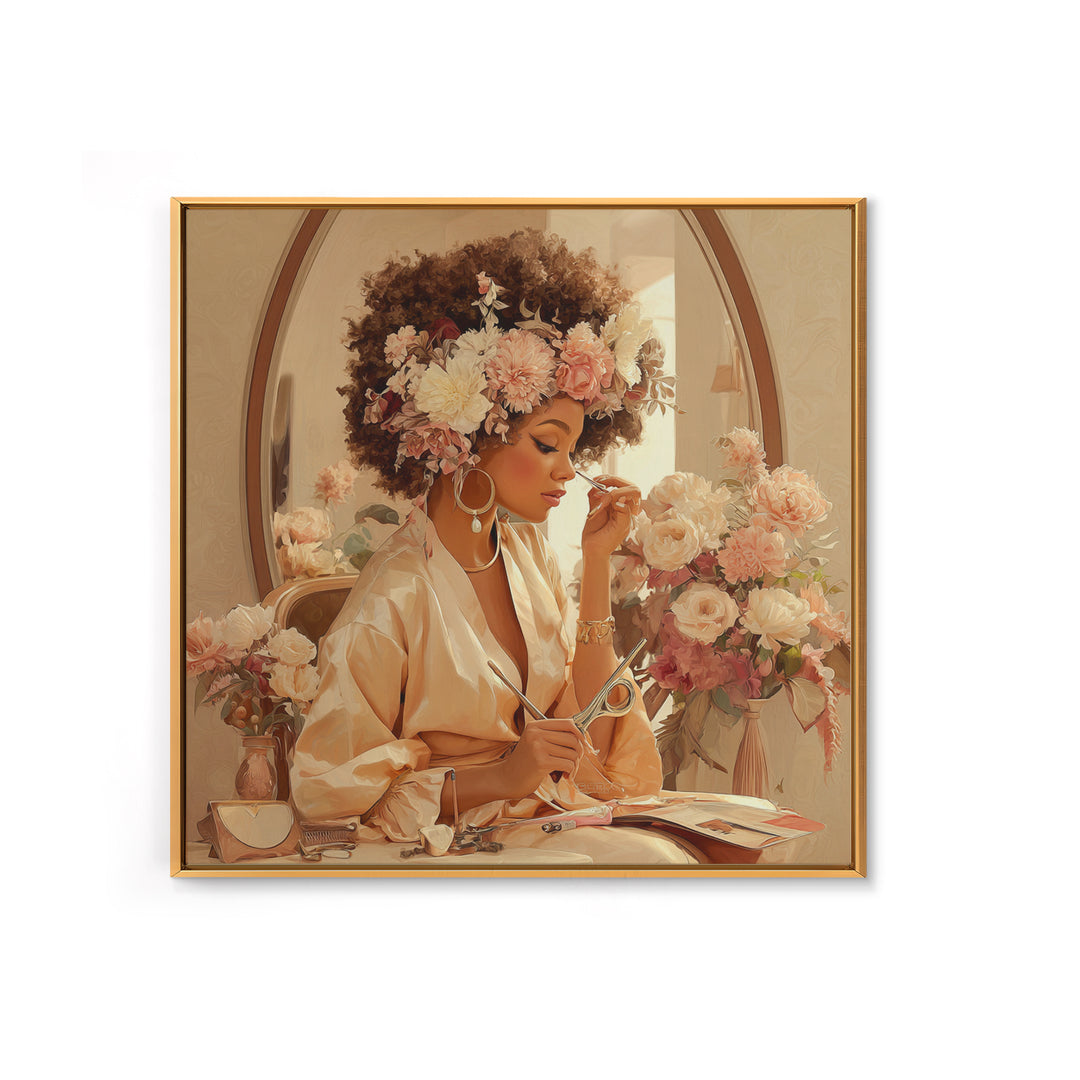 Afro Hair Portrait Framed Canvas Print, Hair Salon Art, Black Wall Art, Living Room Decor, Fine Art, Style, Afrocentric Art, HSA-1x1-44