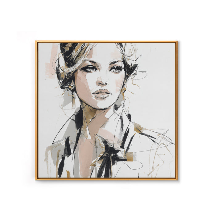 Black and White Line Art Salon Figure Canvas Print, Hair Salon Art, Girls Room Decor, Living Room Decor, Fine Art, Style, HSA-1x1-55