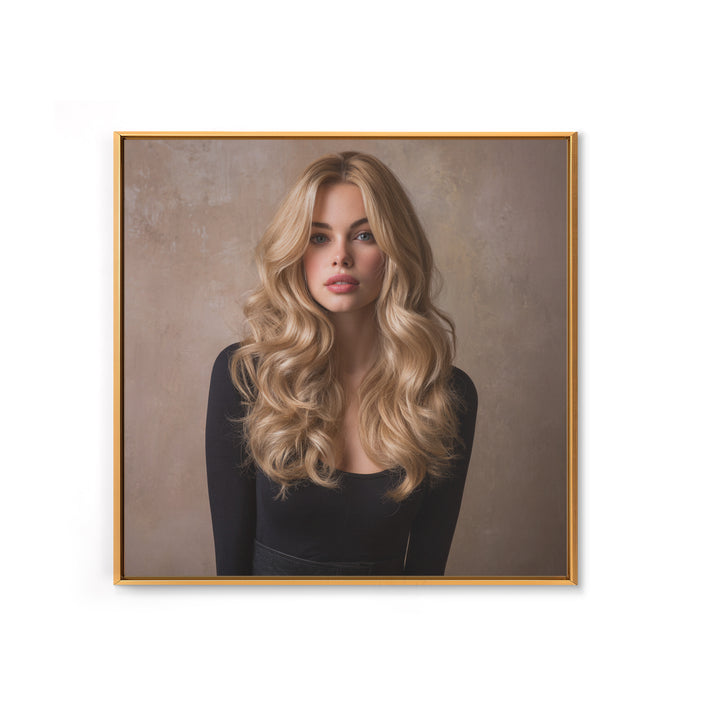 Blonde Waves Painted Framed Canvas Print, Hair Salon Art, Black Owned Art, Living Room Decor, Style, Hairdresser Gifts, HSA-1x1-64