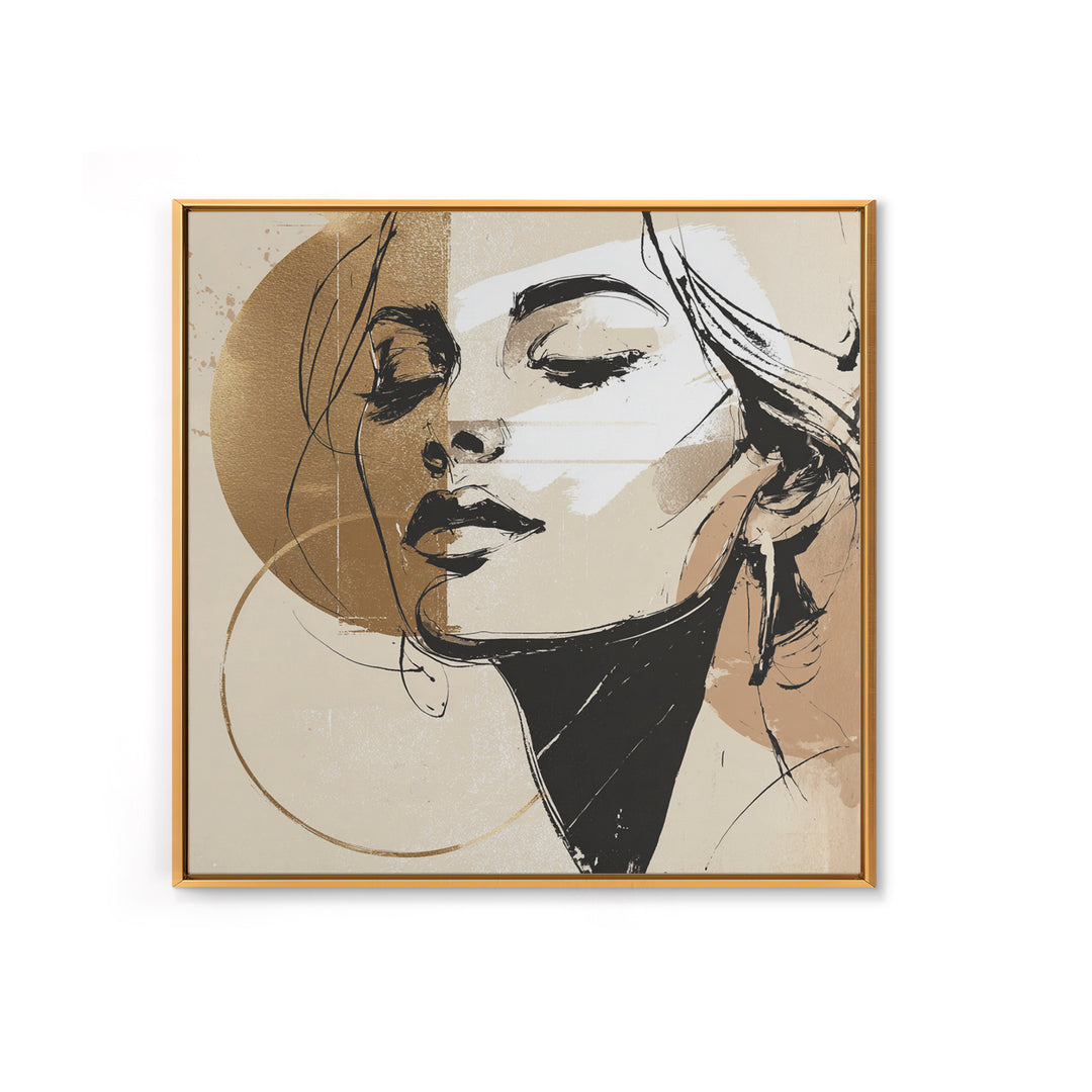 Black and White Line Art Salon Figure Framed Canvas Print, Hair Salon Art, Black Wall Art, Living Room Decor, Fine Art, Style, HSA-1x1-7