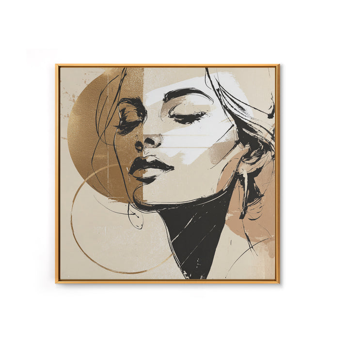 Black and White Line Art Salon Figure Framed Canvas Print, Hair Salon Art, Black Wall Art, Living Room Decor, Fine Art, Style, HSA-1x1-7