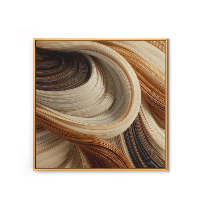 Abstract Hair Strands Forming Elegant Waves Canvas Print, Hair Salon Art, Neutral Decor, Living Room Decor, Abstract Art, Style, HSA-1x1-75