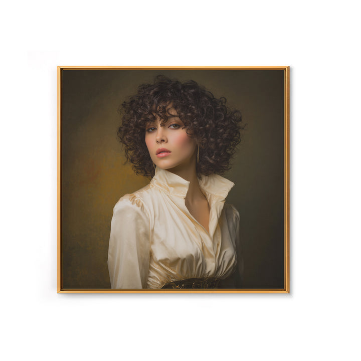 Curly Hair Portrait Canvas Print, Hair Salon Art, Statement Artwork, Living Room Decor, Fine Art, Style, Digital Prints, HSA-1x1-87