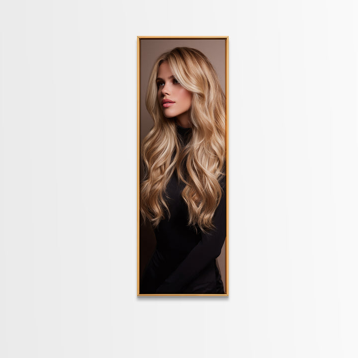Blonde Waves Painted Canvas Print, Hair Salon Art, Digital Download Art, Living Room Decor, Fine Art, Style, Home Decor, HSA-1x3-100
