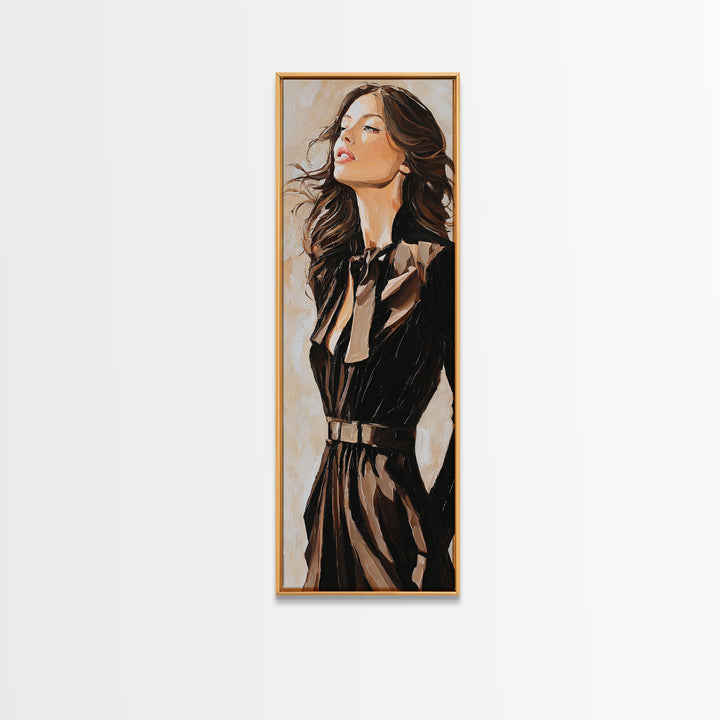 Fashion Portrait with Flowing Glossy Hair Canvas Print, Hair Salon Art, Fine Art Print, Living Room Decor, Fine Art, Style, HSA-1x3-13
