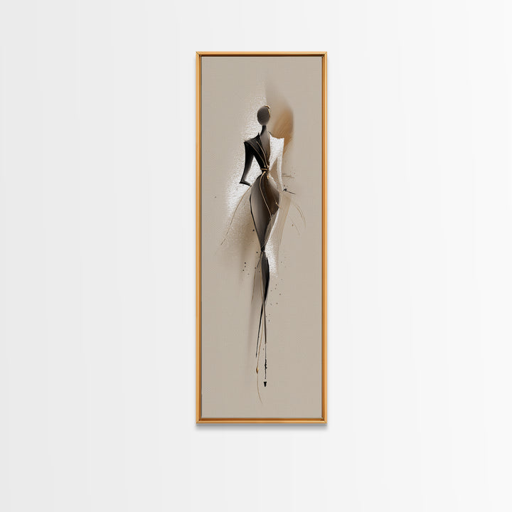 Black and White Line Art Salon Figure Framed Canvas Print, Hair Salon Art, Art, Living Room Decor, Style, Black Art Prints, HSA-1x3-19