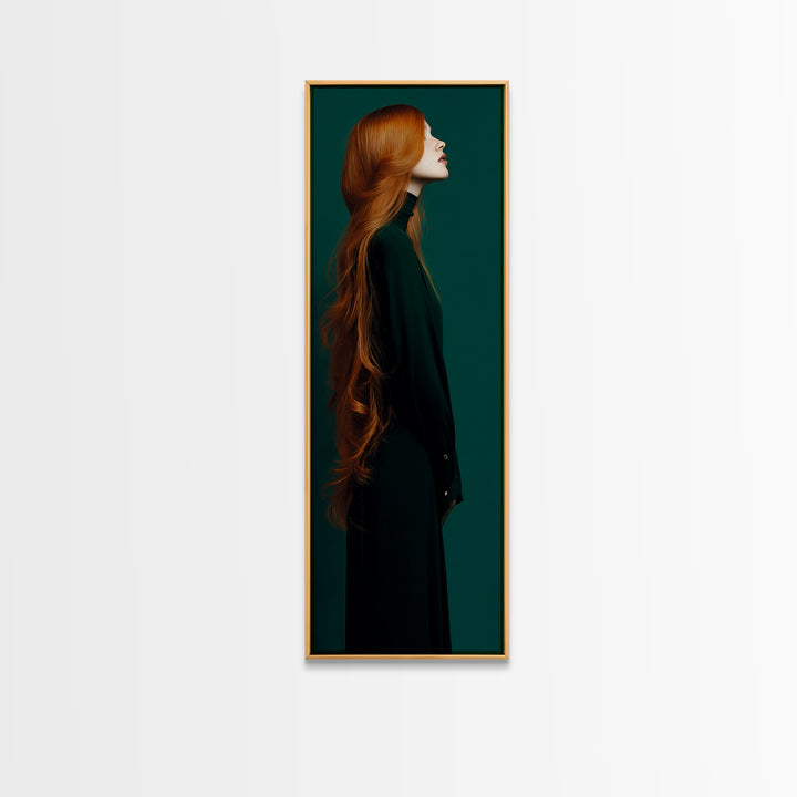 Copper Hair Silhouette Canvas Print, Hair Salon Art, Black Woman Wall Art, Living Room Decor, Fine Art, Style, Fine Art Print, HSA-1x3-22