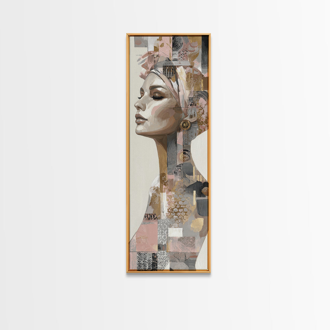 Mod 1960s Beauty Portrait Canvas Print, Hair Salon Art, Black Wall Art, Living Room Decor, Fine Art, Style, Afrocentric Art, HSA-1x3-55