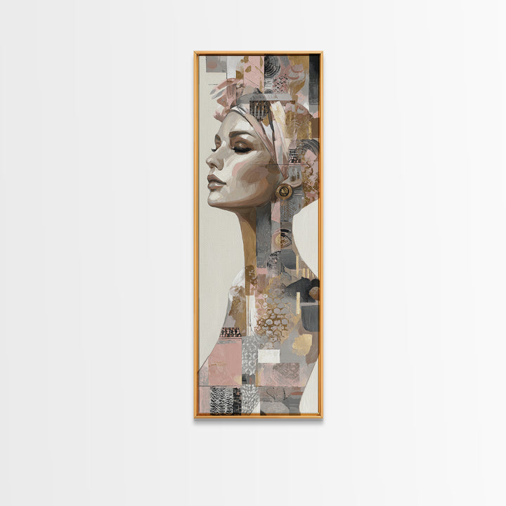 Mod 1960s Beauty Portrait Canvas Print, Hair Salon Art, Black Wall Art, Living Room Decor, Fine Art, Style, Afrocentric Art, HSA-1x3-55