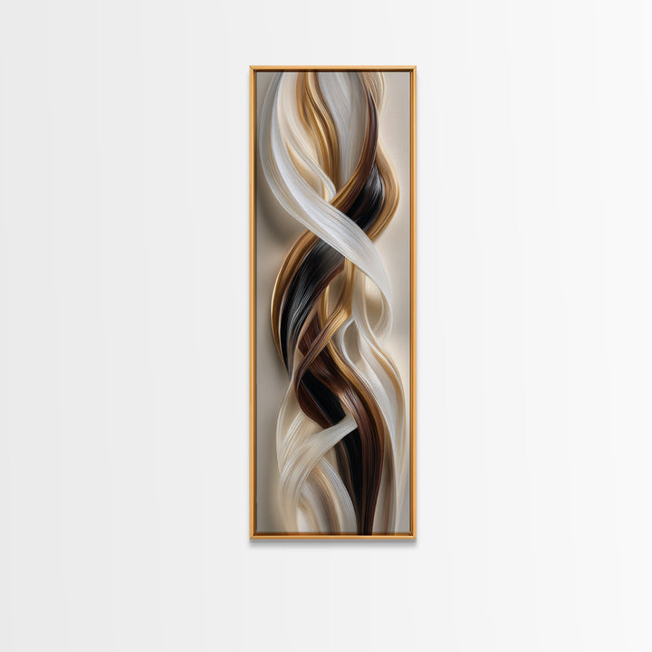 Abstract Hair Strands Forming Elegant Waves Canvas Print, Hair Salon Art, Digital Download Art, Living Room Decor, Abstract Art, HSA-1x3-63