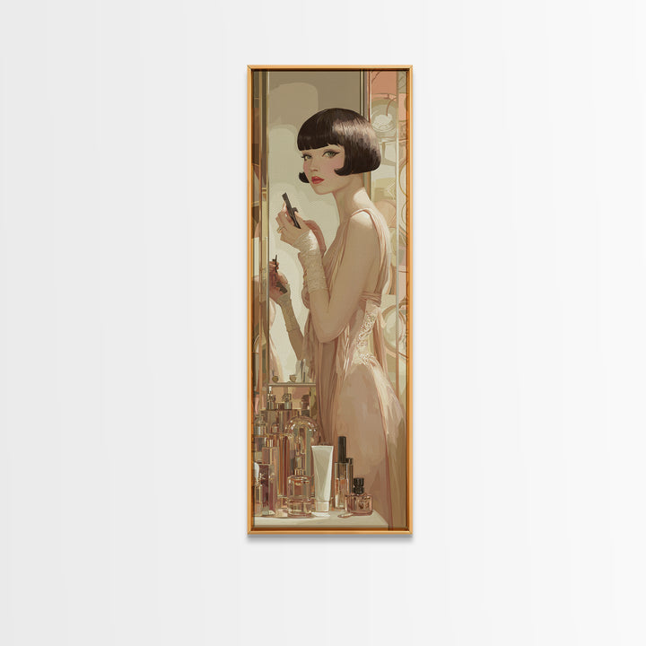 Woman with Dramatic Bob Haircut in Art Framed Canvas Print, Hair Salon Art, Printable Art, Living Room Decor, Fine Art, Style, HSA-1x3-64