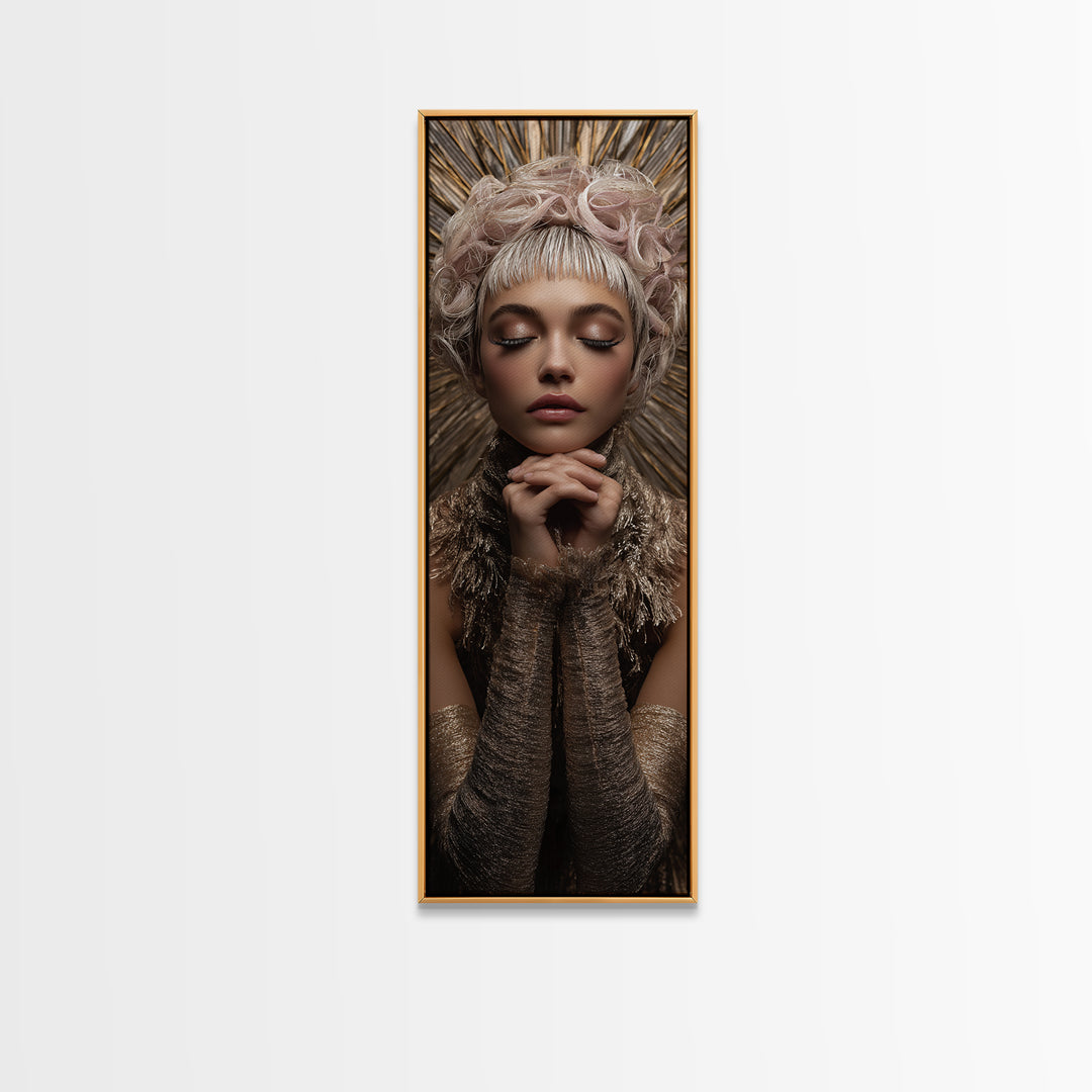 Glamour Face Portrait Canvas Print, Hair Salon Art, Black Wall Art, Living Room Decor, Oil Painting, Style, Afrocentric Art, HSA-1x3-68