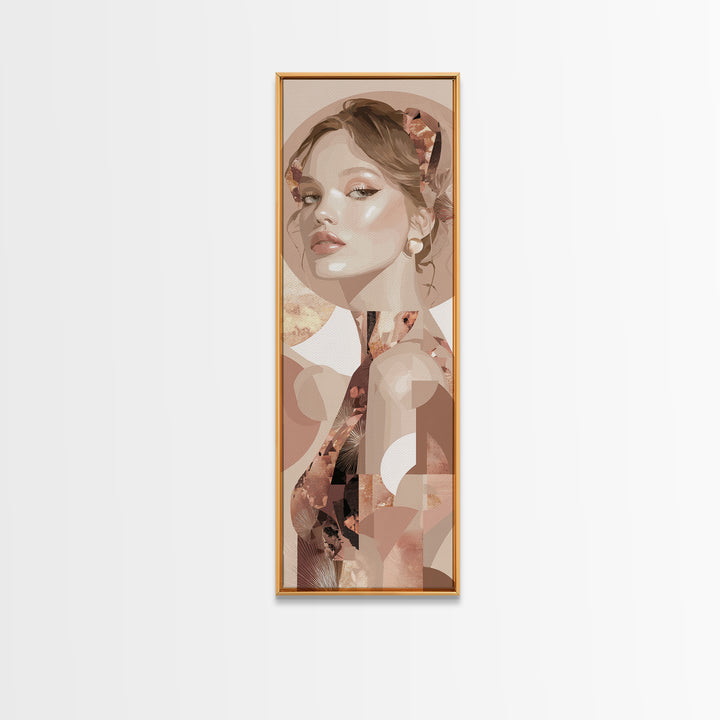 Mod 1960s Beauty Portrait Canvas Print, Hair Salon Art, Contemporary Art, Living Room Decor, Oil Painting, Style, Modern Art, HSA-1x3-7
