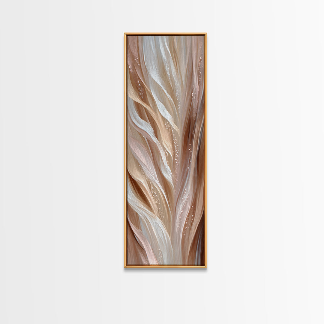 Blonde Waves Painted Framed Canvas Print, Hair Salon Art, Minimalist Wall Art, Living Room Decor, Oil Painting, Style, HSA-1x3-76