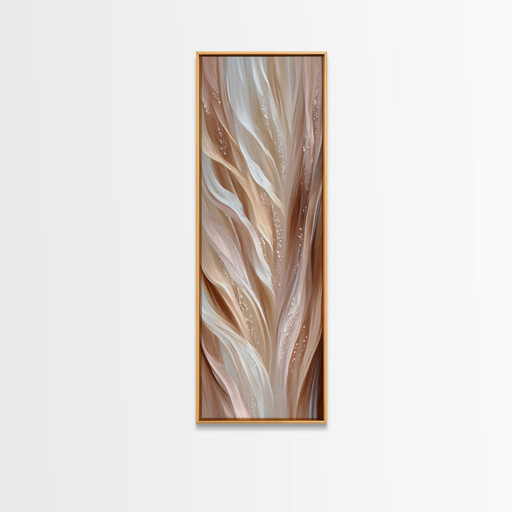 Blonde Waves Painted Framed Canvas Print, Hair Salon Art, Minimalist Wall Art, Living Room Decor, Oil Painting, Style, HSA-1x3-76