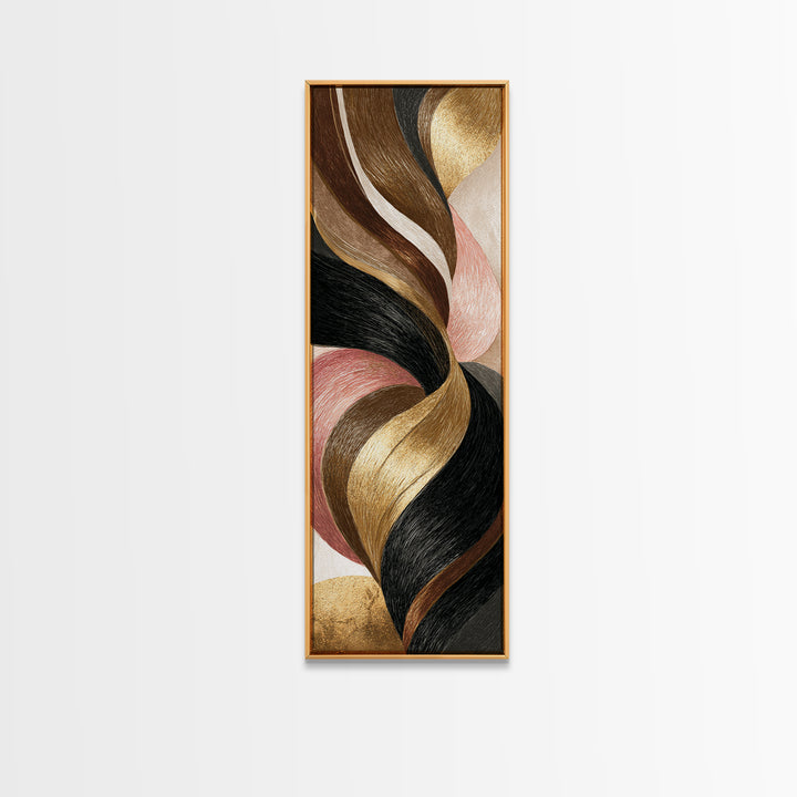 Luxury Black and Gold Beauty Emblem Framed Canvas Print, Hair Salon Art, Black Art, Living Room Decor, Fine Art, Style, HSA-1x3-84