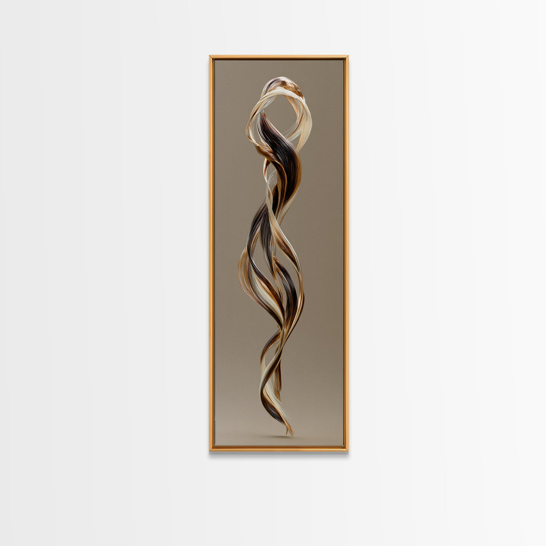 Hair Strands Turning into Abstract Ribbons Canvas Print, Hair Salon Art, Gallery Decor, Living Room Decor, Abstract Art, Style, HSA-1x3-9