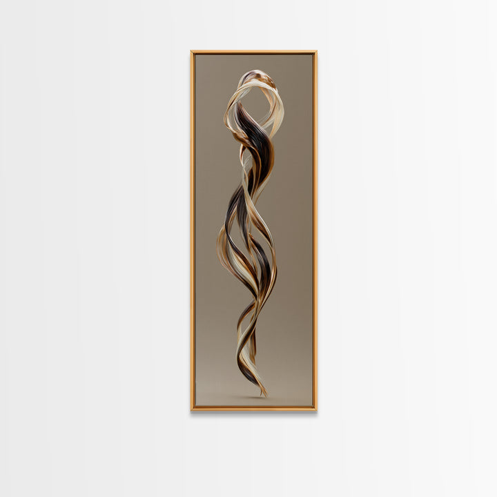 Hair Strands Turning into Abstract Ribbons Canvas Print, Hair Salon Art, Gallery Decor, Living Room Decor, Abstract Art, Style, HSA-1x3-9