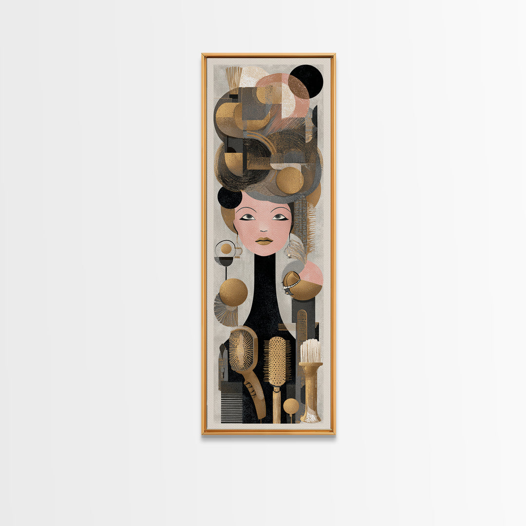 Hairdryer and Brush Canvas Print, Hair Salon Art, Minimalist Decor, Living Room Decor, Fine Art, Style, Black Wall Art, HSA-1x3-93