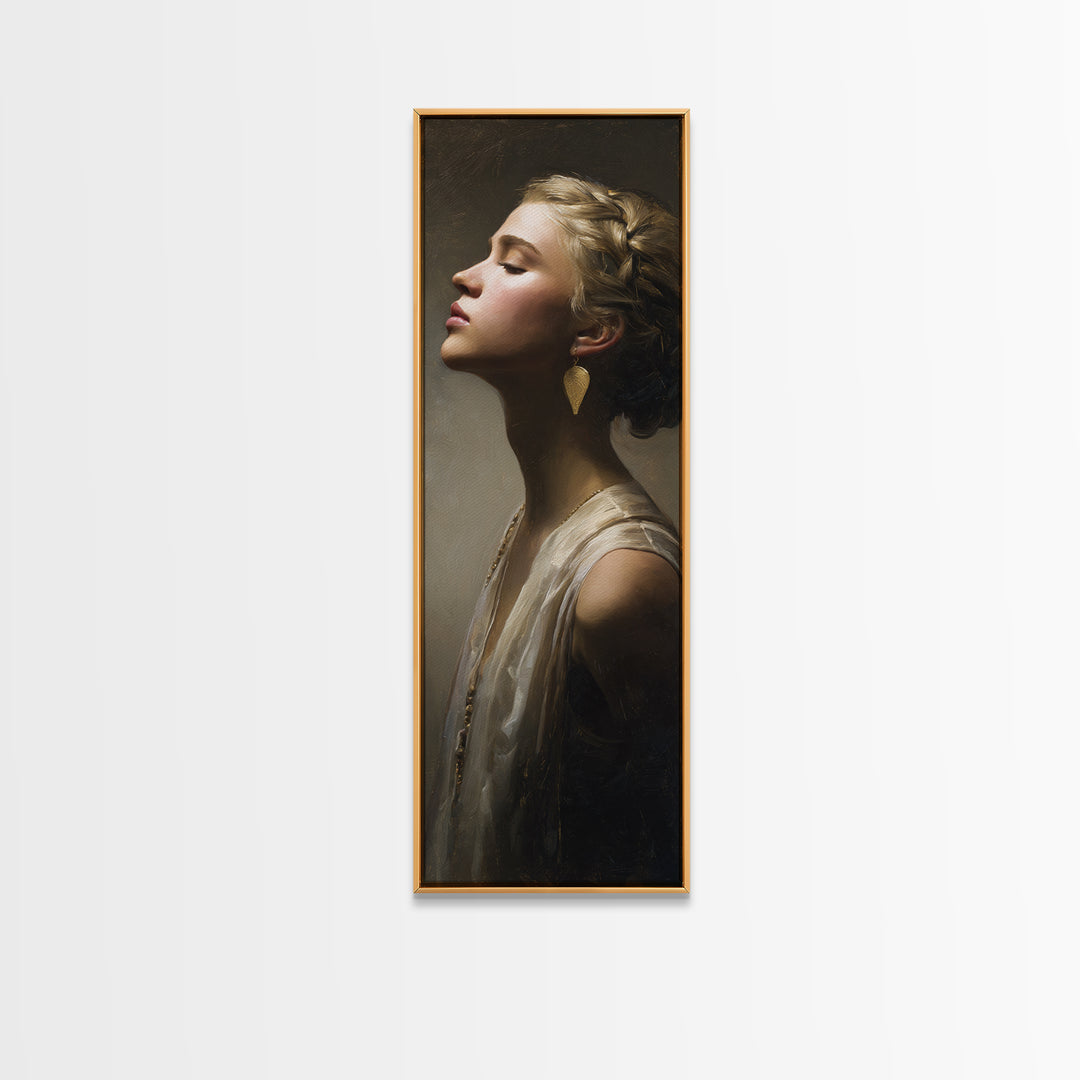 Minimal Female Profile Framed Canvas Print, Hair Salon Art, Black Owned Art, Living Room Decor, Abstract Art, Style, HSA-1x3-96