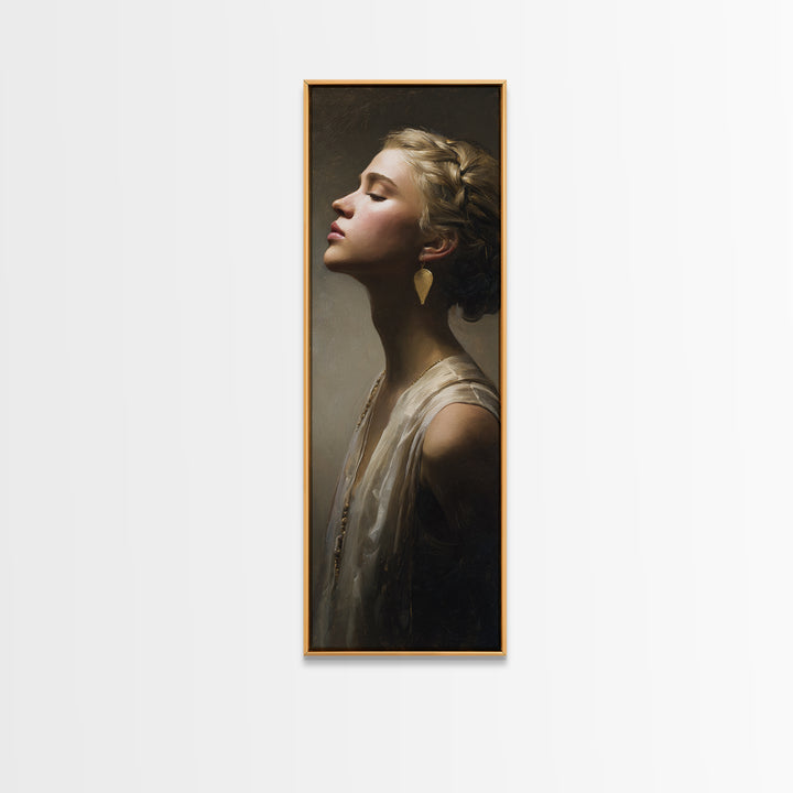 Minimal Female Profile Framed Canvas Print, Hair Salon Art, Black Owned Art, Living Room Decor, Abstract Art, Style, HSA-1x3-96