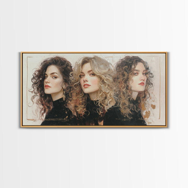 Curly Hair Portrait Framed Canvas Print, Hair Salon Art, Digital Download Art, Living Room Decor, Fine Art, Style, Home Decor, HSA-2x1-11