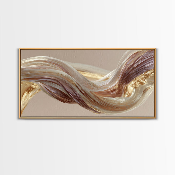 Abstract Hair Strands Forming Elegant Waves Framed Canvas Print, Hair Salon Art, Digital Art, Living Room Decor, Abstract Art, HSA-2x1-23