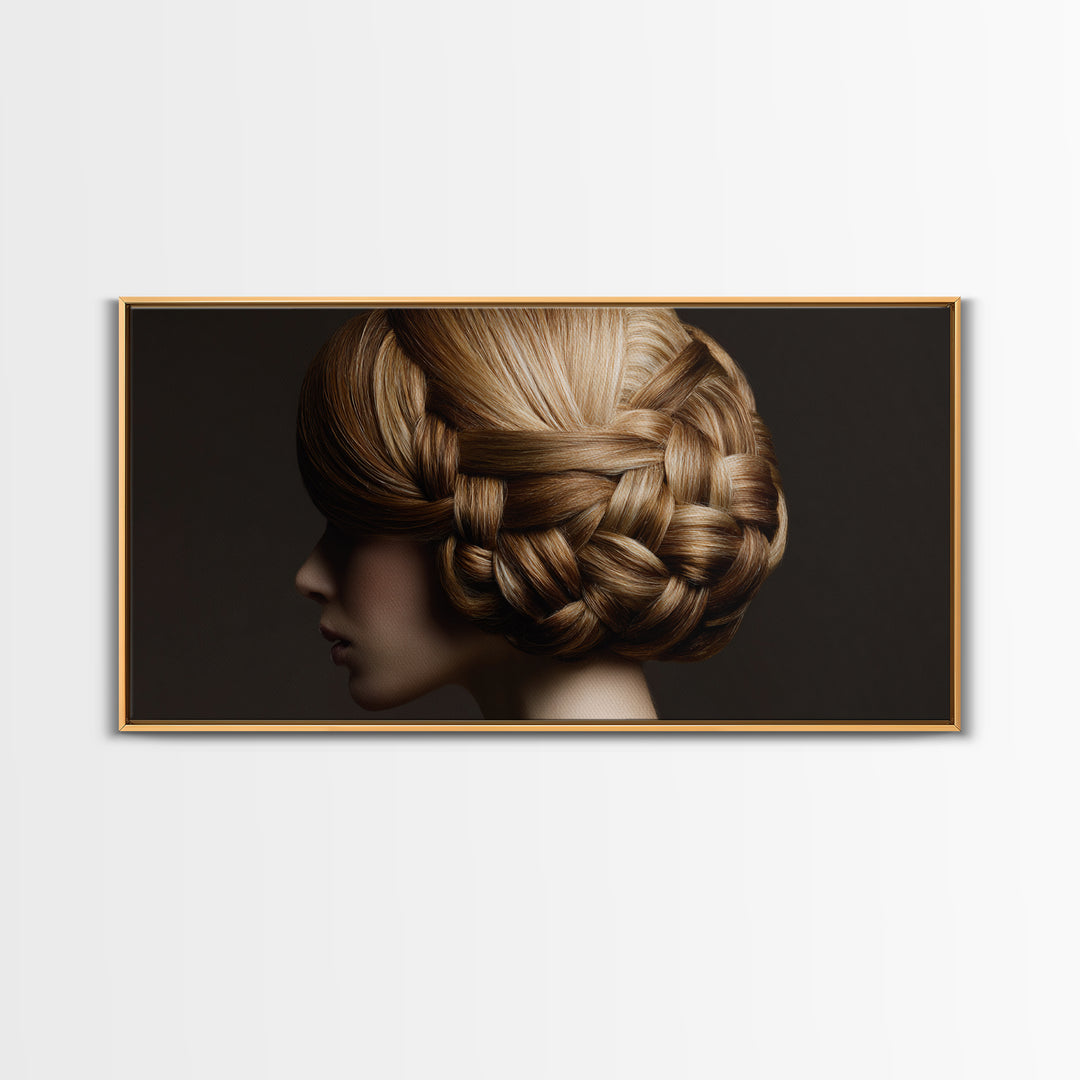 Braided Hairstyle Study Canvas Print, Hair Salon Art, Metal Wall Art, Living Room Decor, Fine Art, Style, Black and White Art, HSA-2x1-31
