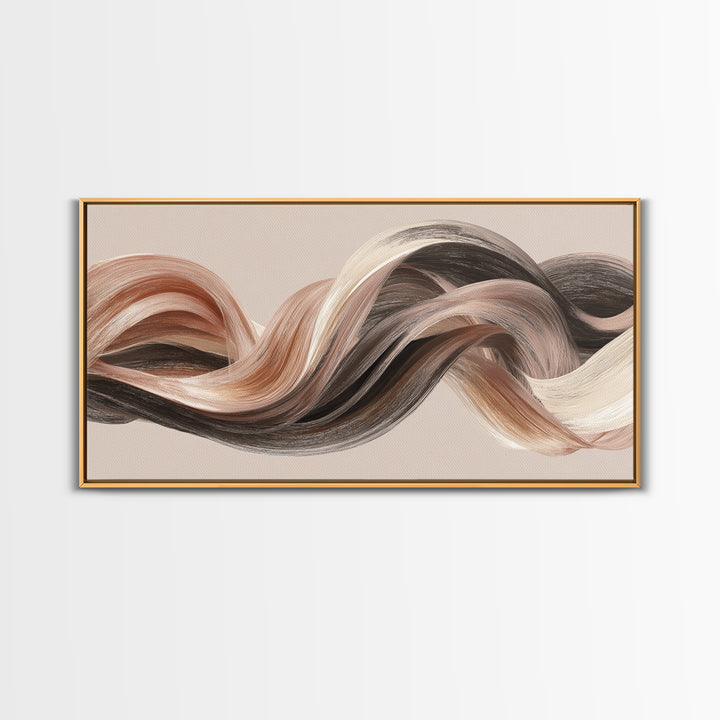 Abstract Hair Strands Forming Elegant Waves Canvas Print, Hair Salon Art, Modern Art, Living Room Decor, Abstract Art, Style, HSA-2x1-47