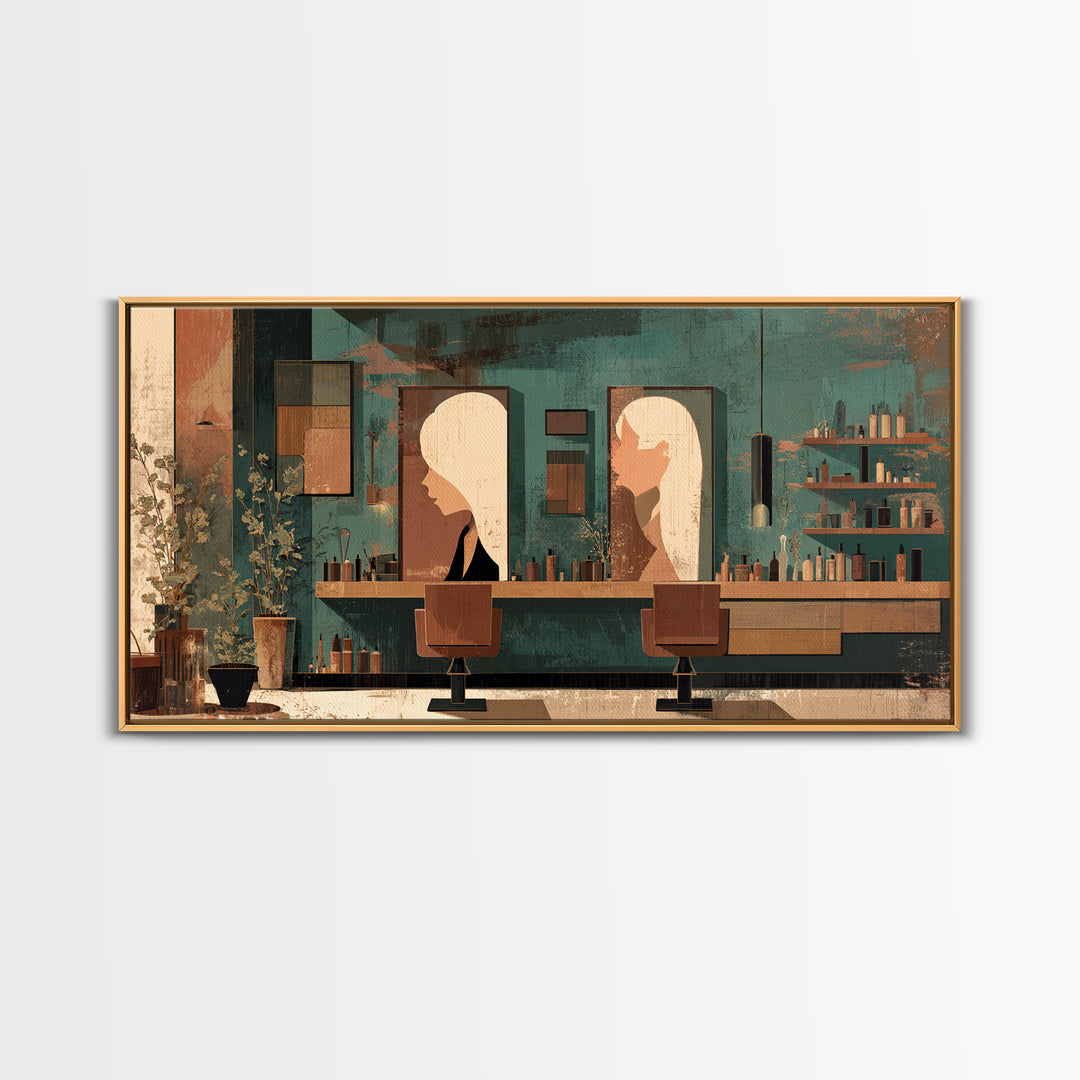 Copper Hair Silhouette Canvas Print, Hair Salon Art, Contemporary Art, Living Room Decor, Fine Art, Style, Modern Art, HSA-2x1-54