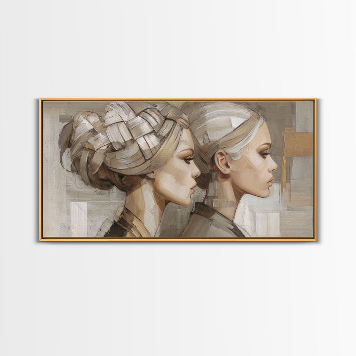 Braided Hairstyle Study Framed Canvas Print, Hair Salon Art, African American Art, Living Room Decor, Fine Art, Style, HSA-2x1-55