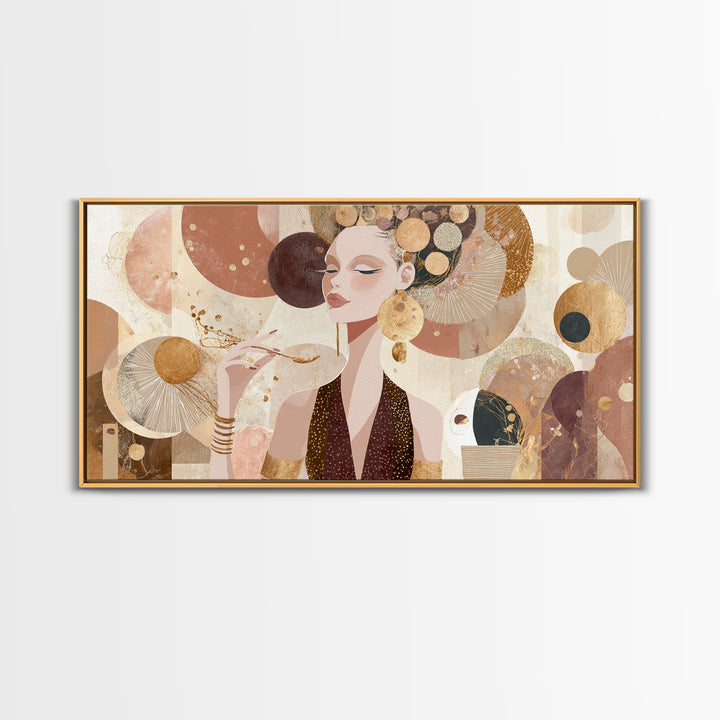 Colorful Fashion Illustration of a Stylish Woman Canvas Print, Hair Salon Art, Living Room Decor, Oil Painting, Style, HSA-2x1-57