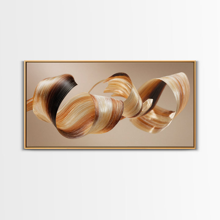 Hair Strands Turning into Abstract Ribbons Framed Canvas Print, Hair Salon Art, Art Print, Living Room Decor, Fine Art, Style, HSA-2x1-65