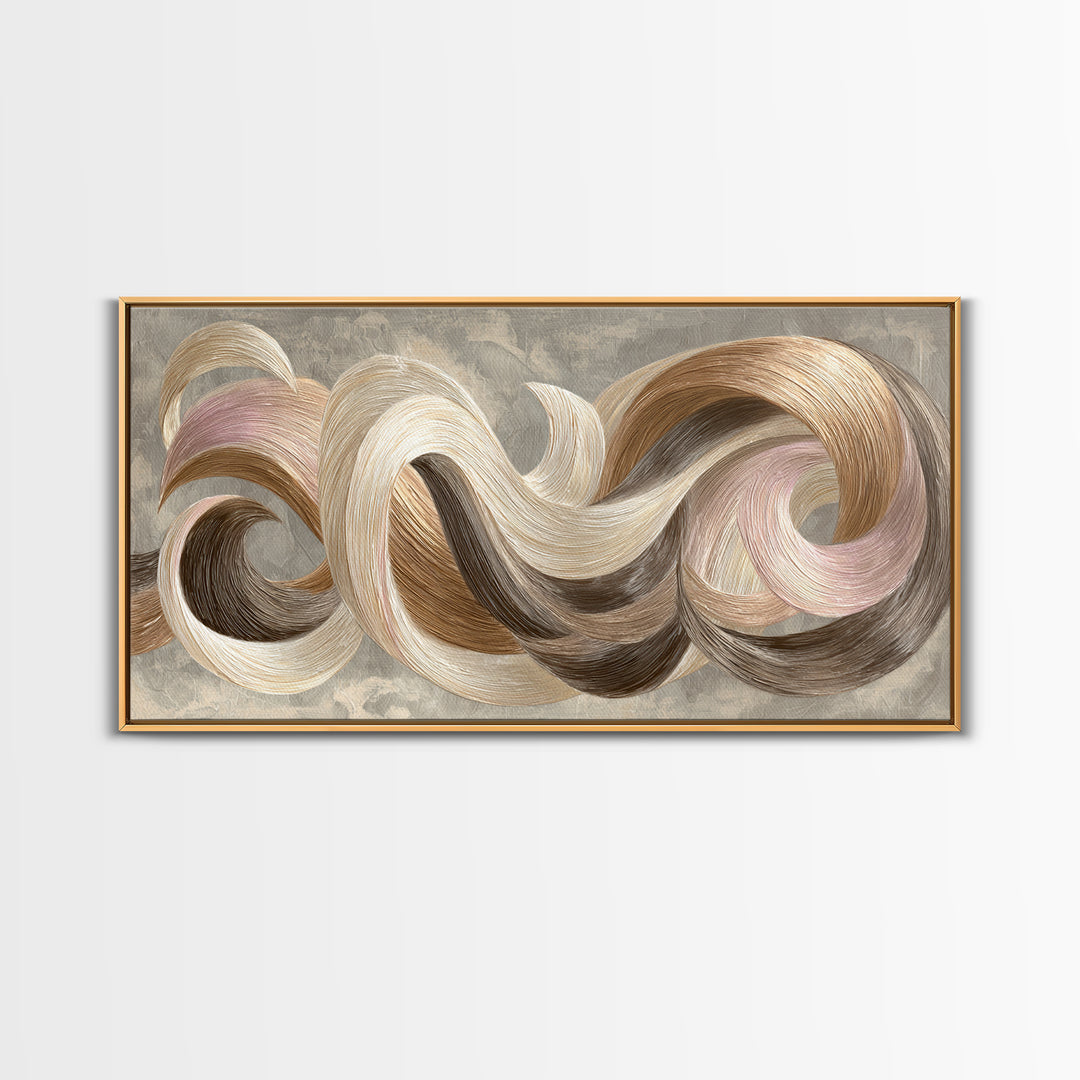 Abstract Hair Strands Forming Elegant Waves Canvas Print, Hair Salon Art, Afrocentric Art, Living Room Decor, Fine Art, Style, HSA-2x1-71