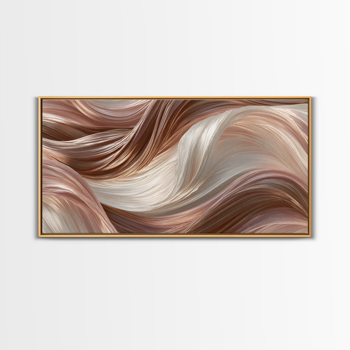 Abstract Hair Strands Forming Elegant Waves Framed Canvas Print, Hair Salon Art, Salon, Living Room Decor, Fine Art, Style, HSA-2x1-95