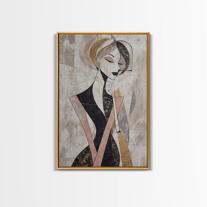 Black and White Line Art Salon Figure Canvas Print, Hair Salon Art, Home Decor, Living Room Decor, Fine Art, Style, HSA-2x3-15