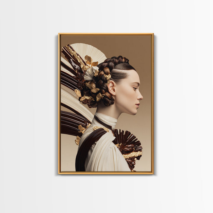 Braided Hairstyle Study Framed Canvas Print, Hair Salon Art, Gallery Decor, Living Room Decor, Fine Art, Style, Wall Art, HSA-2x3-19