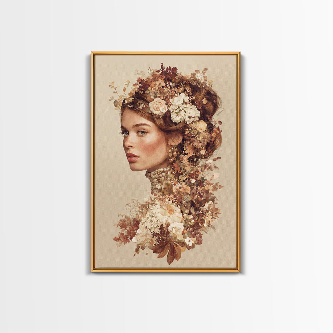 Botanical Hairstyle Portrait Canvas Print, Hair Salon Art, Digital Art, Living Room Decor, Style, Digital Download Art, HSA-2x3-86