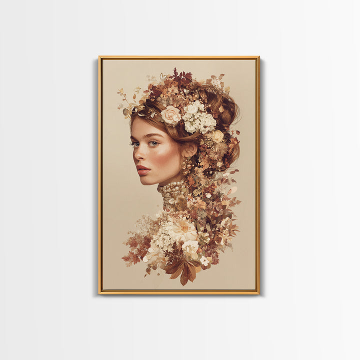 Botanical Hairstyle Portrait Canvas Print, Hair Salon Art, Digital Art, Living Room Decor, Style, Digital Download Art, HSA-2x3-86